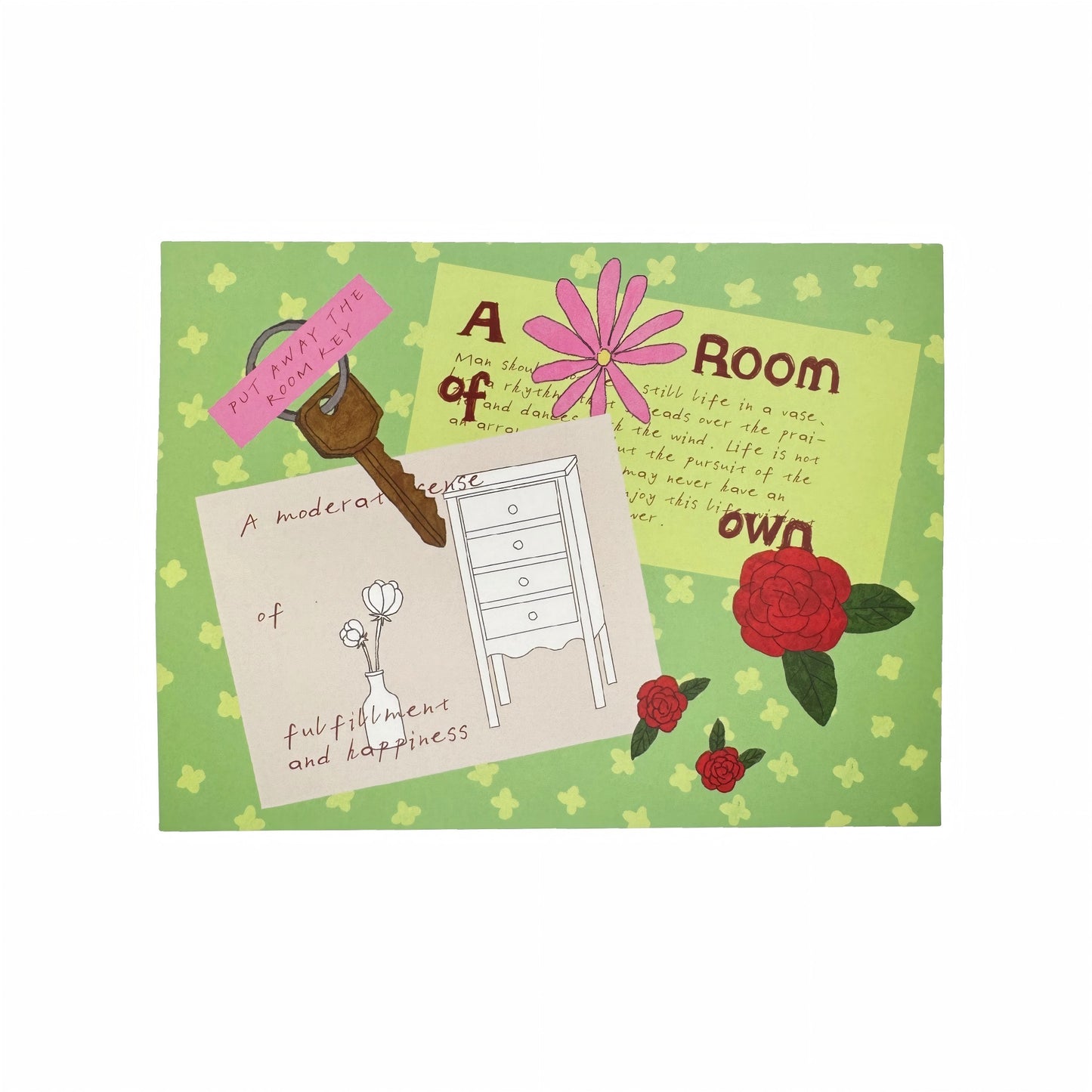 A Room of One's Own Illustrated Aesthetic Jumbo Matte Decorative Parcel Box Seal Stickers - 5 PCS