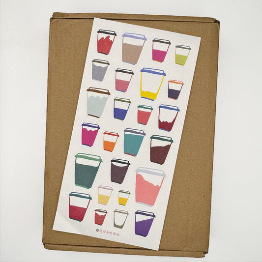 Half Full - Premium Pre-cut Grainy Paper Sticker Sheet - 1 SHEET
