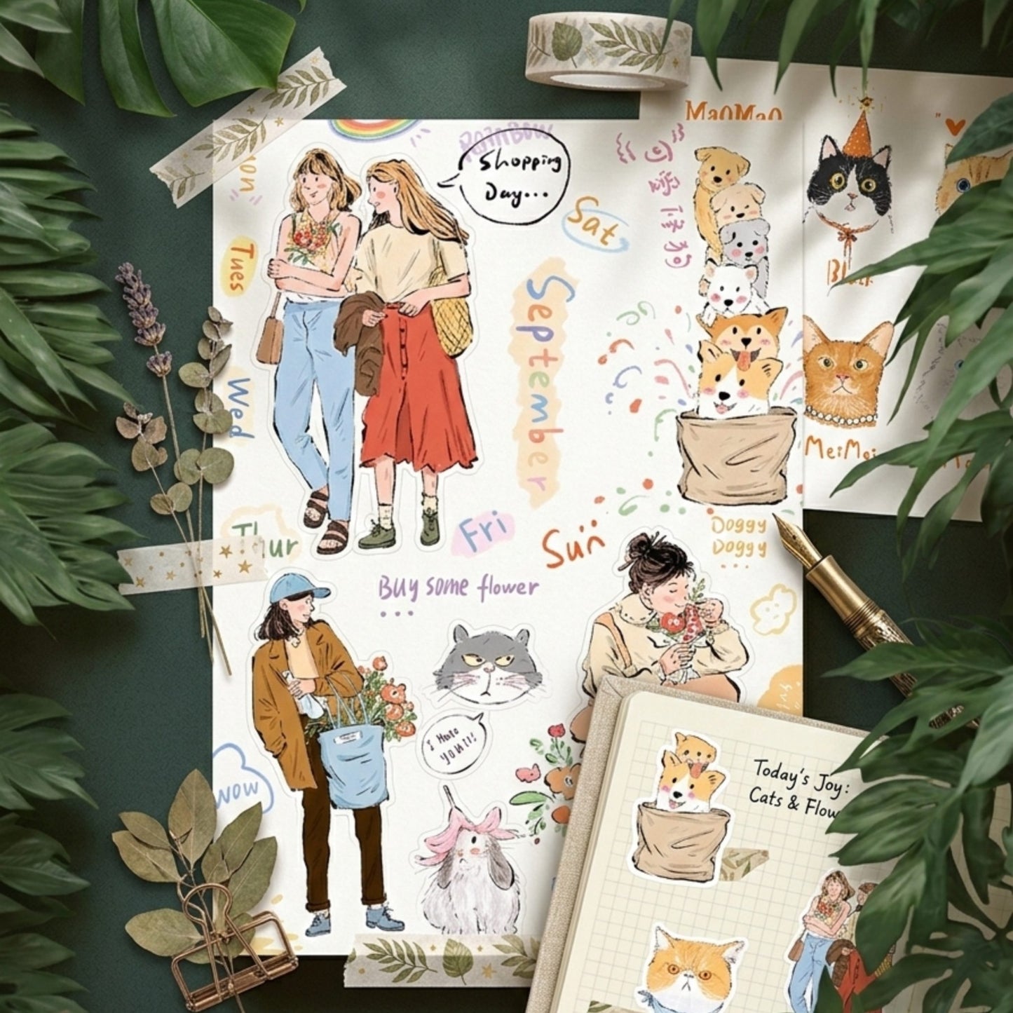 Romantic & Free June <MaoMao> - Original Washi Sticker Sheet - 1 SHEET