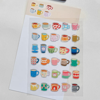 World of Cups - 3D Puffy Transparent Stickers - 1 SHEET