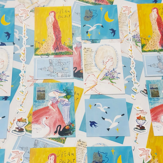 A Girl is Like a Poem - Vintage Art Stationery Stickers - 1 SHEET
