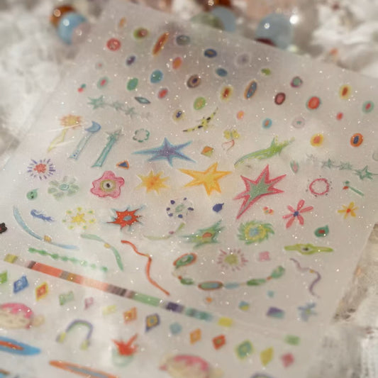 Star Riddles - Glitter Sticker Sheet - 1 SHEET