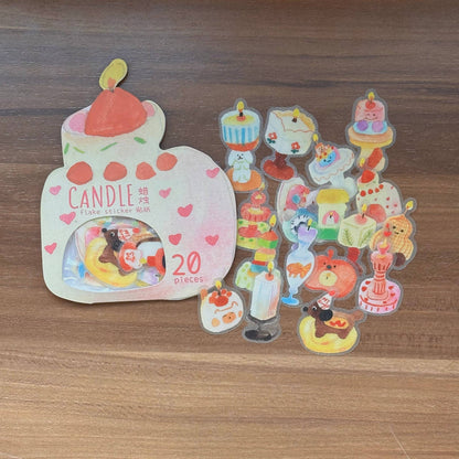 Themed Die-Cut Decorative Glitter Flake Stickers Set - 20 PCS