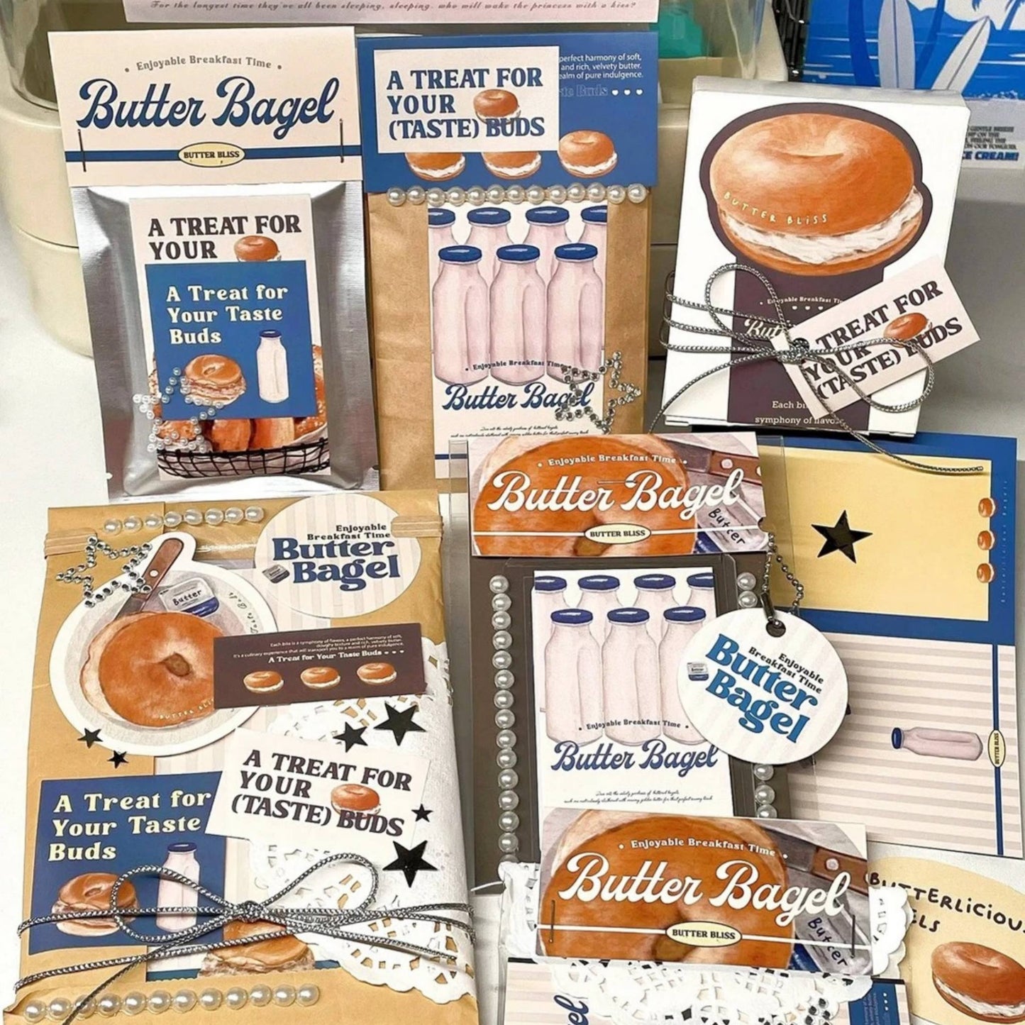 Bagel 21pcs Baking Gourmet Aesthetic Die-Cut Stickers Set Ephemera Pack - 21 PCS