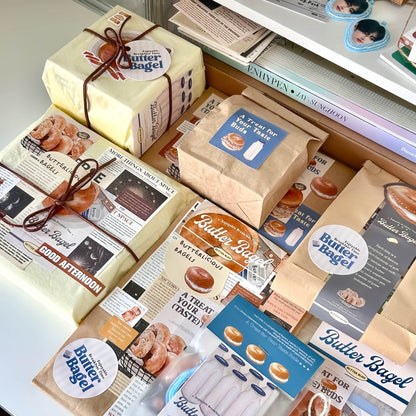 Bagel 21pcs Baking Gourmet Aesthetic Die-Cut Stickers Set Ephemera Pack - 21 PCS