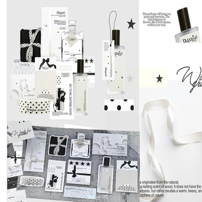 Fragrance 30 Pcs Black & White Tones Aesthetic Die-Cut Stickers Set Ephemera Pack - 30 PCS