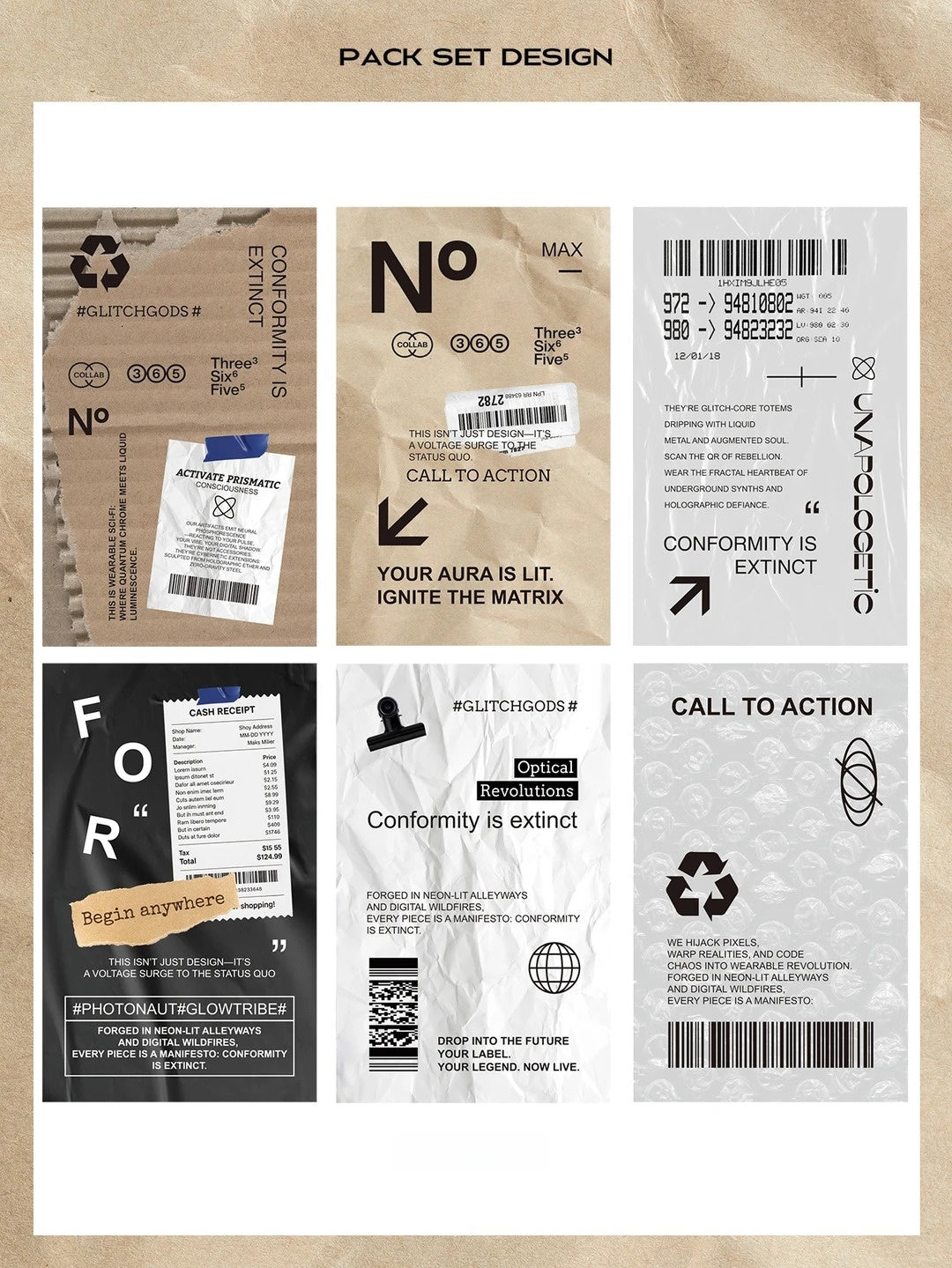 Recirculation Minimalist Clean Fit Aesthetic Matte Seal Stickers - 5 PCS