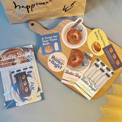 Bagel 21pcs Baking Gourmet Aesthetic Die-Cut Stickers Set Ephemera Pack - 21 PCS