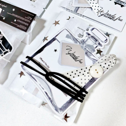 Fragrance 30 Pcs Black & White Tones Aesthetic Die-Cut Stickers Set Ephemera Pack - 30 PCS