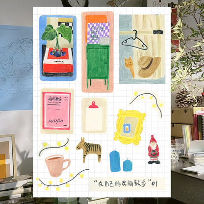 A Stroll Through My Room - Premium Washi Sticker Sheet - 1 SHEET