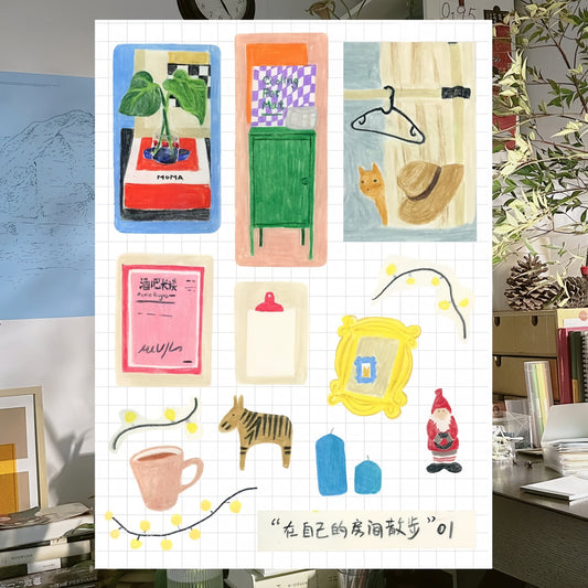 A Stroll Through My Room - Premium Washi Sticker Sheet - 1 SHEET