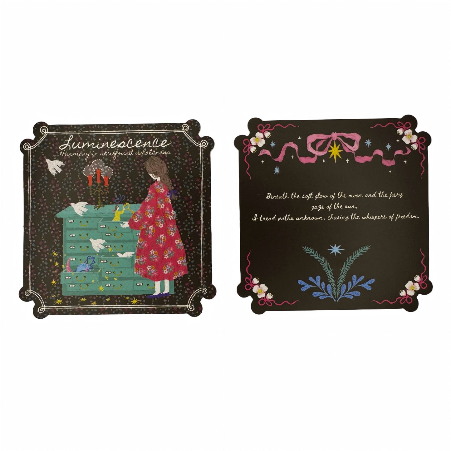NEW LIFE Artistic Matte Die-Cut Deco Cards Multi-Functional Illustrated Folio Art Print - 5 PCS