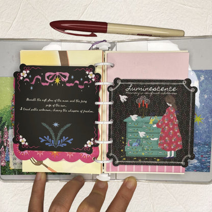 NEW LIFE Artistic Matte Die-Cut Deco Cards Multi-Functional Illustrated Folio Art Print - 5 PCS
