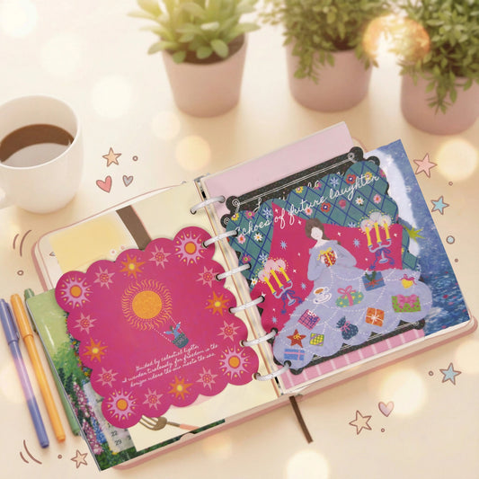 NEW LIFE Artistic Matte Die-Cut Deco Cards Multi-Functional Illustrated Folio Art Print - 5 PCS