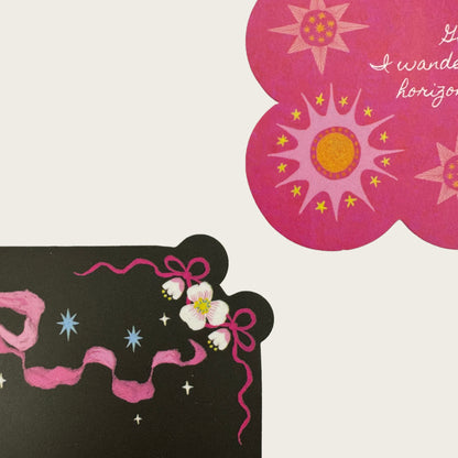 NEW LIFE Artistic Matte Die-Cut Deco Cards Multi-Functional Illustrated Folio Art Print - 5 PCS