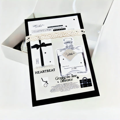 Fragrance 30 Pcs Black & White Tones Aesthetic Die-Cut Stickers Set Ephemera Pack - 30 PCS