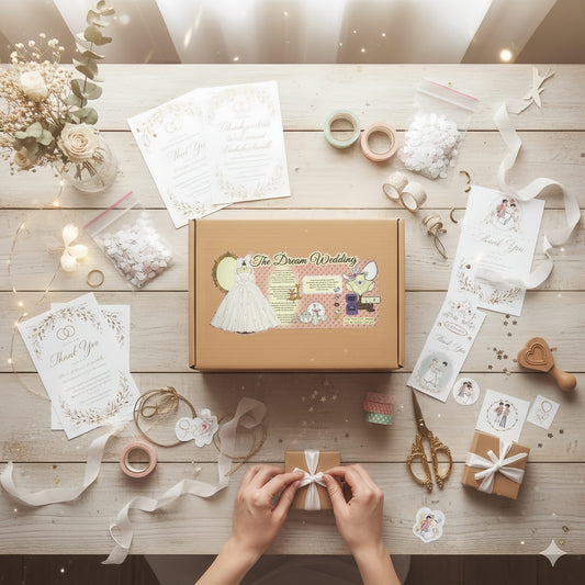 The Dream Wedding - Wedding Themed Illustrated Aesthetic Jumbo Matte Decorative Parcel Box Seal Stickers - 5 PCS