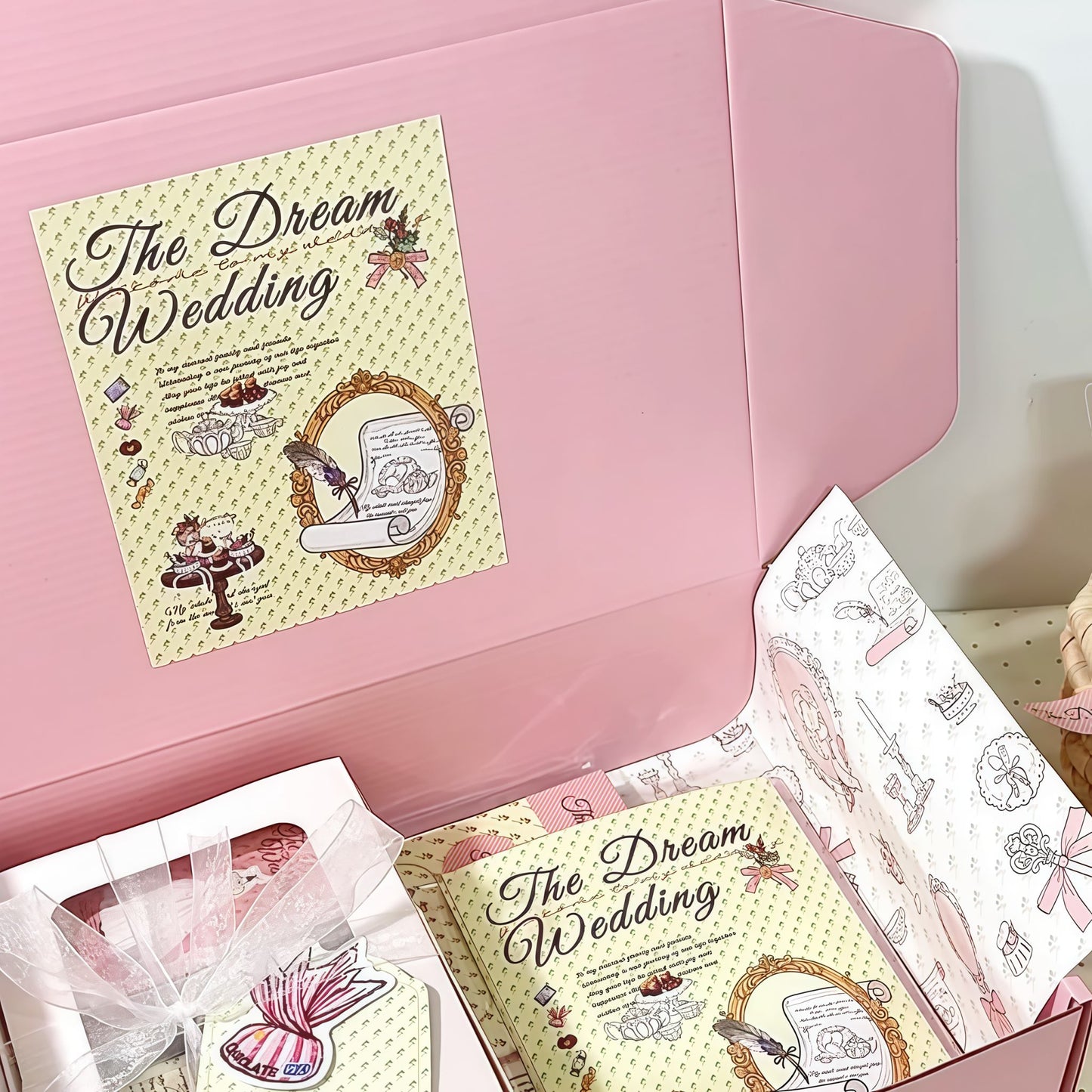 The Dream Wedding - Wedding Themed Illustrated Aesthetic Jumbo Matte Decorative Parcel Box Seal Stickers - 5 PCS