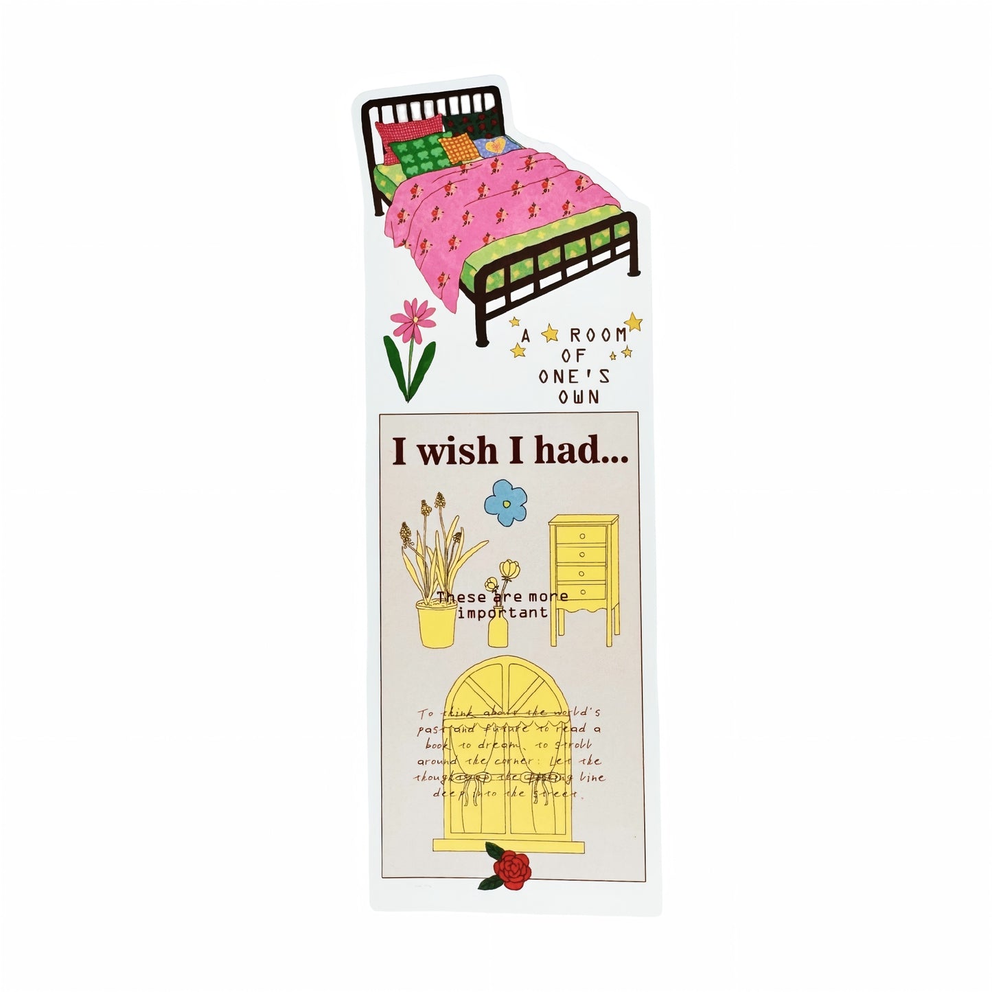A Room of One's Own Illustrated Aesthetic Long Decorative Matte Die-Cut Strip Seal Stickers - 5 PCS