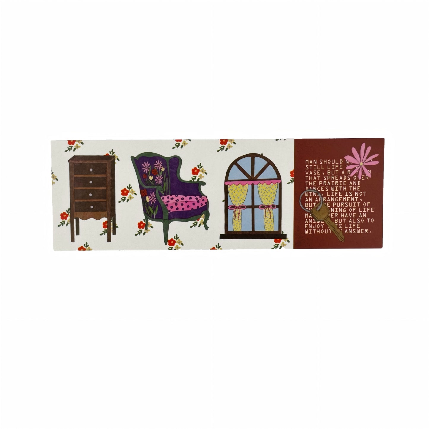A Room of One's Own Illustrated Aesthetic Matte Seal Stickers Series (Mid Rectangle) - 5 PCS