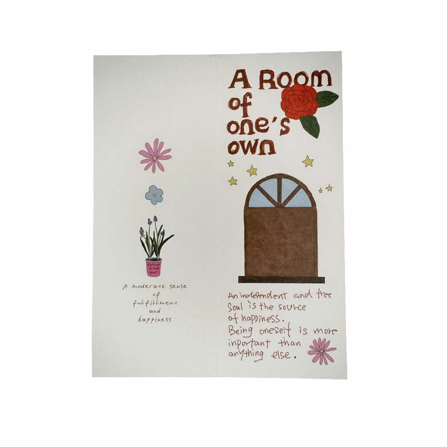 A Room of One's Own Illustrated Aesthetic Multi-Functional Hollow Die-Cut Folio Foldable Art Print - 5 PCS