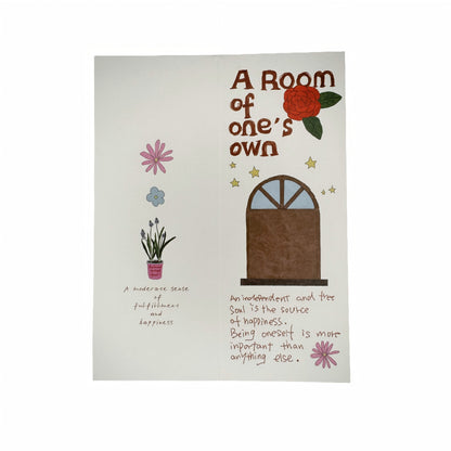A Room of One's Own Illustrated Aesthetic Multi-Functional Hollow Die-Cut Folio Foldable Art Print - 5 PCS