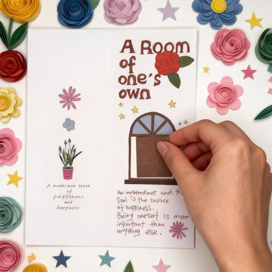 A Room of One's Own Illustrated Aesthetic Multi-Functional Hollow Die-Cut Folio Foldable Art Print - 5 PCS