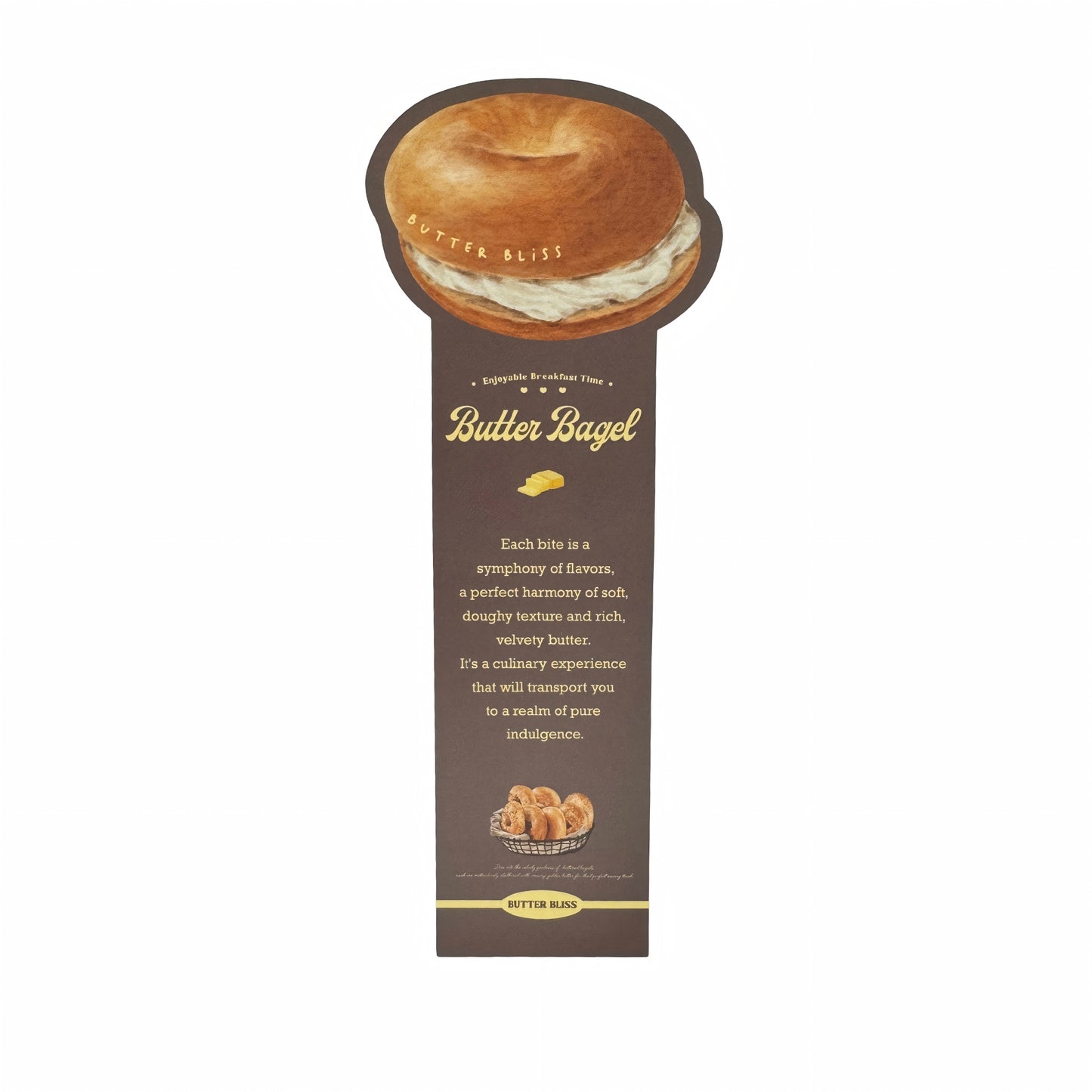 Bagel Baking Gourmet Aesthetic Long Decorative Matte Sculptral Die-Cut Strip Seal Stickers - 5 PCS