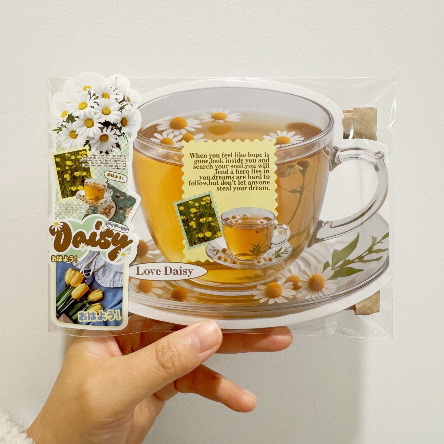Daisy Floral Aesthetic Mid-Long Decorative Matte Die-Cut Strip Seal Stickers - 5 PCS