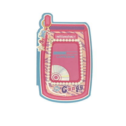 Y2K Sweetheart Retro Millennium Aesthetic Flip Phone Multi-Functional Hollow Foldable Die-Cut Folio Art Print - 5 PCS