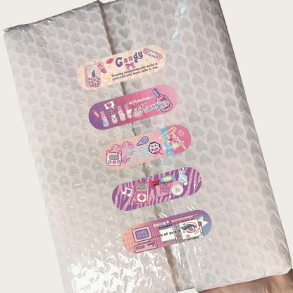 Y2K Sweetheart Retro Millennium Aesthetic Bandage-Style Matte Patch Strip Stickers Set - 5 SHEETS