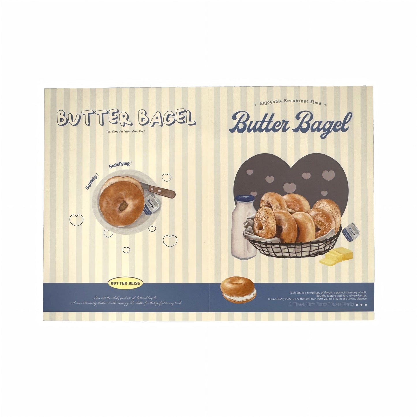 Bagel Baking Gourmet Aesthetic Multi-Functional Mini Foldable Folio Art Print - 5 PCS