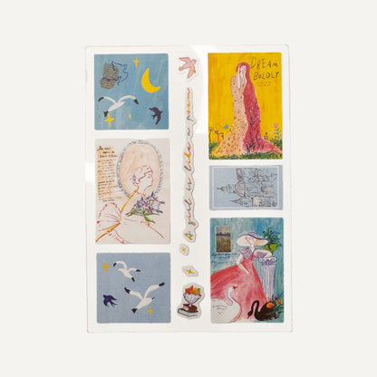 A Girl is Like a Poem - Vintage Art Stationery Stickers - 1 SHEET