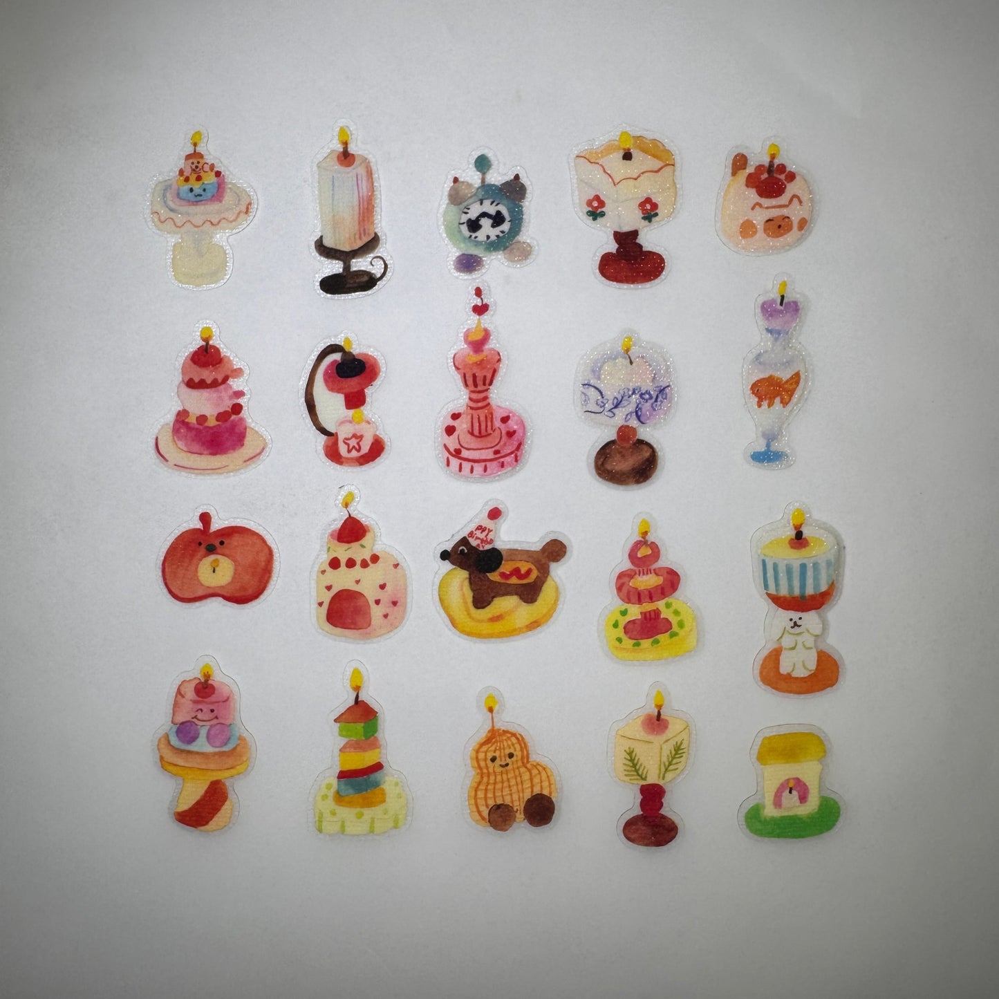 Themed Die-Cut Decorative Glitter Flake Stickers Set - 20 PCS