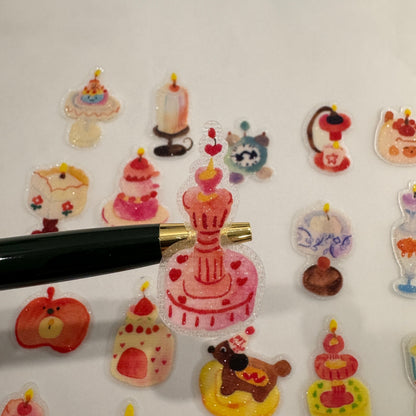 Themed Die-Cut Decorative Glitter Flake Stickers Set - 20 PCS
