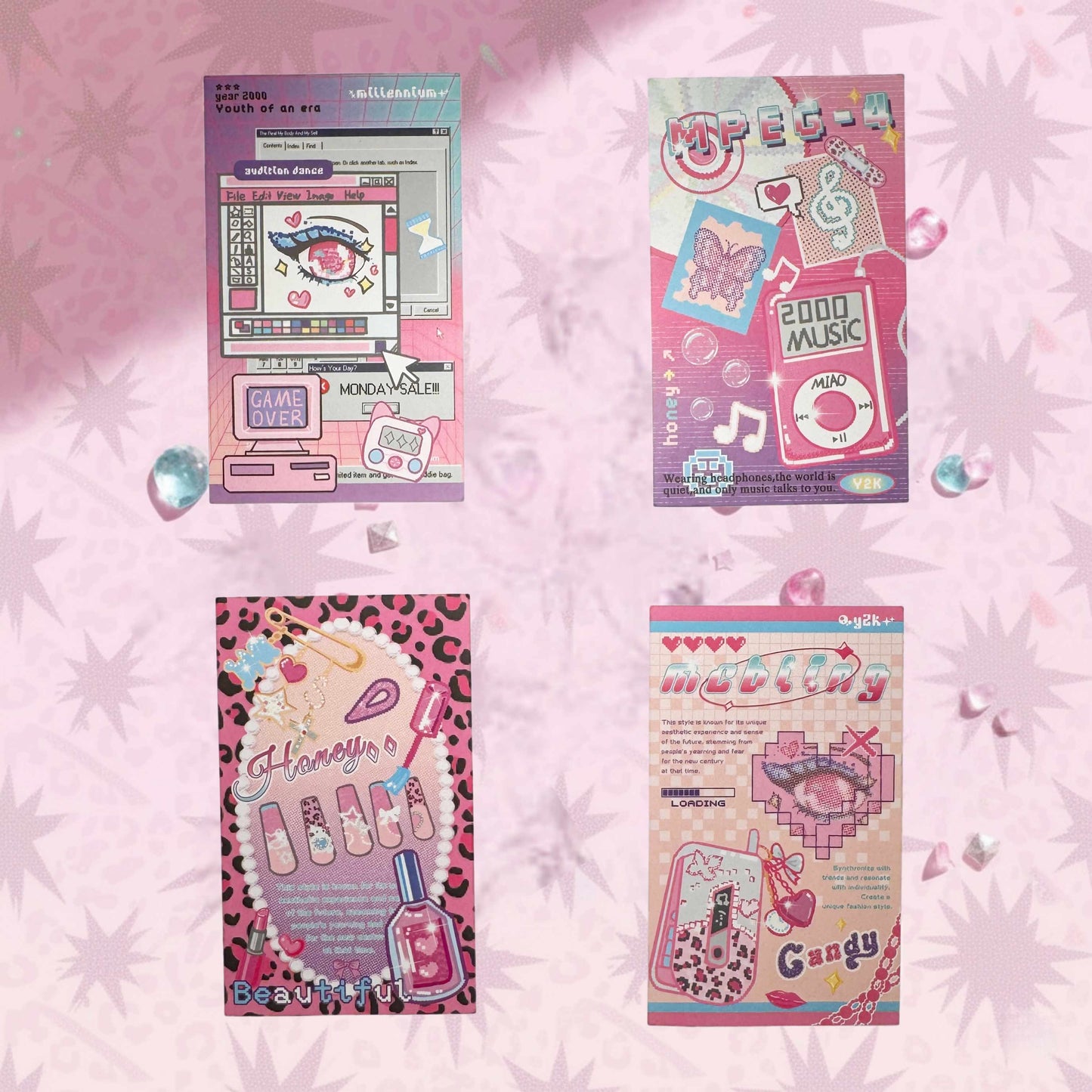 Y2K Sweetheart  Premium Retro Millennium Aesthetic Matte Seal Stickers - 5 PCS
