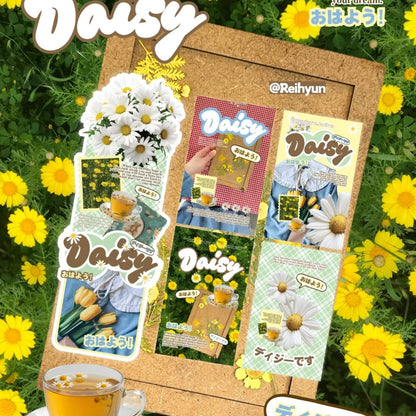 Daisy Premium Floral Aesthetic Matte Seal Stickers Set - 5 PCS