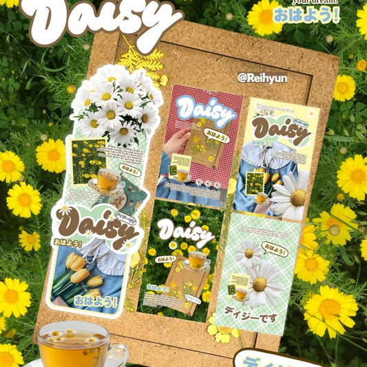 Daisy Premium Floral Aesthetic Matte Seal Stickers Set - 5 PCS