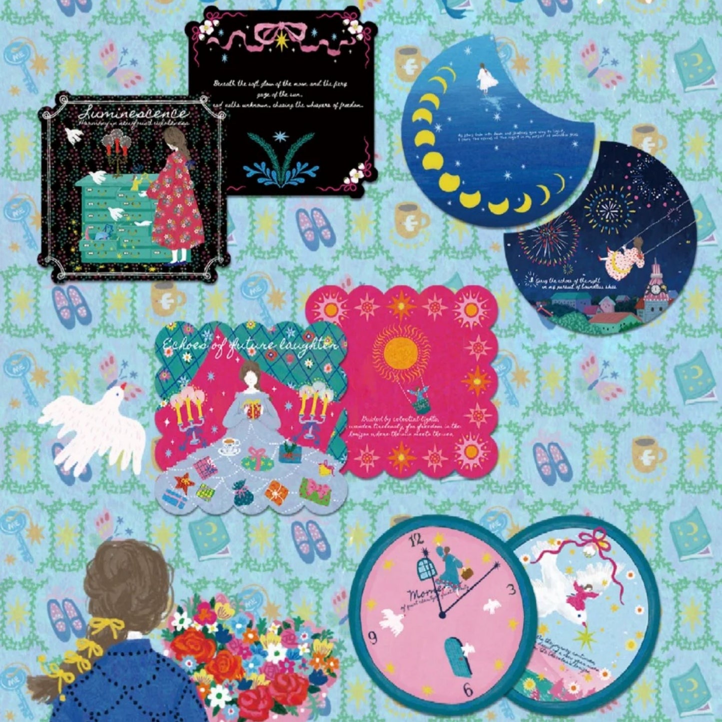 NEW LIFE Artistic Matte Die-Cut Deco Cards Multi-Functional Illustrated Folio Art Print - 5 PCS