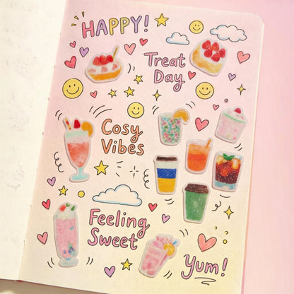 Themed Die-Cut Decorative Glitter Flake Stickers Set - 20 PCS