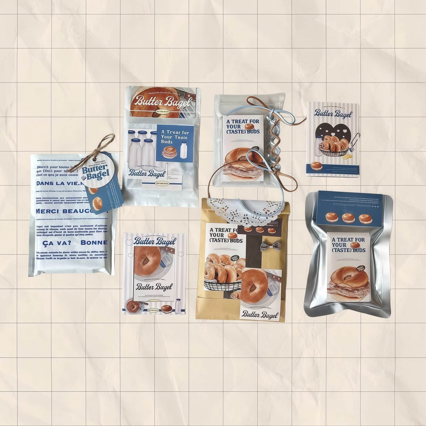 Bagel Baking Gourmet Aesthetic Matte Seal Stickers Set - 5 PCS