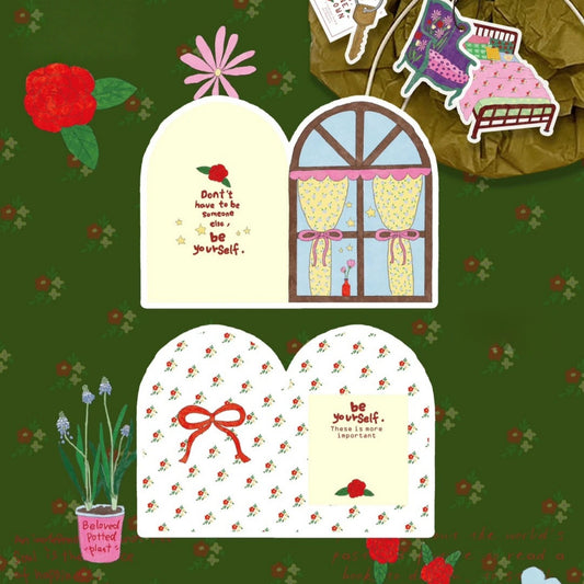 A Room of One's Own Illustrated Aesthetic Multi-Functional Die-Cut Folio Foldable Art Print - 5 PCS