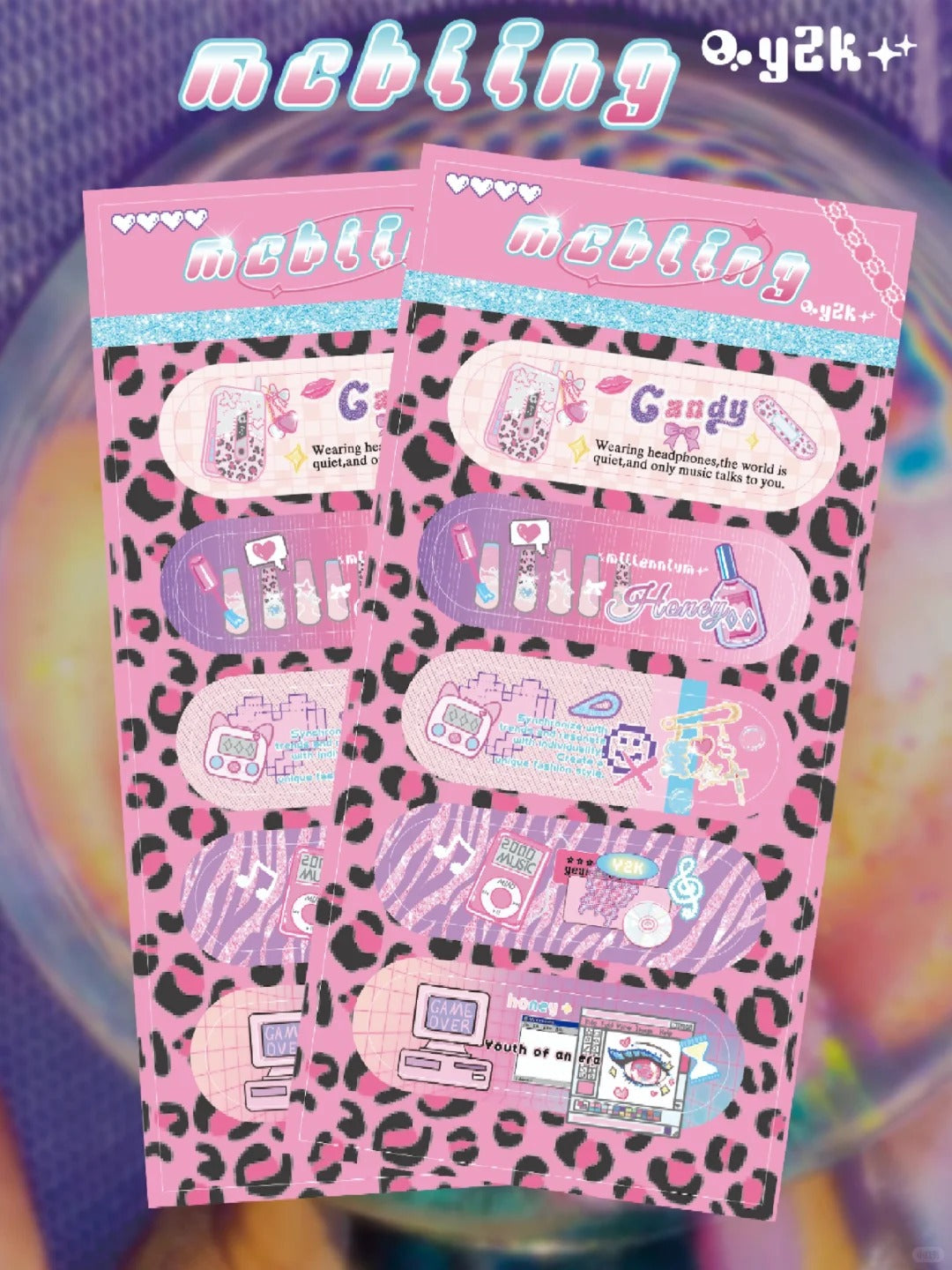 Y2K Sweetheart Retro Millennium Aesthetic Bandage-Style Matte Patch Strip Stickers Set - 5 SHEETS