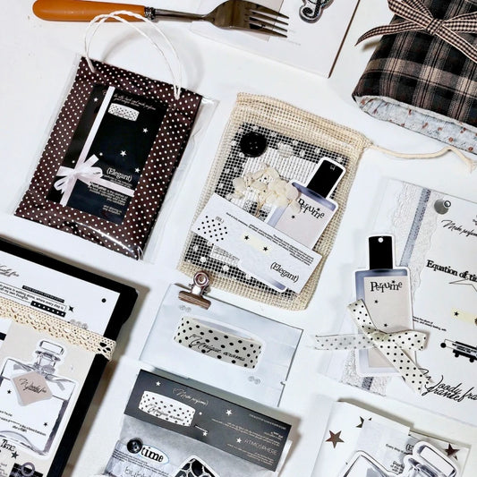 Fragrance Black & White Tones Aesthetic Matte Die-Cut Gift Hang Tags & Paper Charms Set - 10 PCS