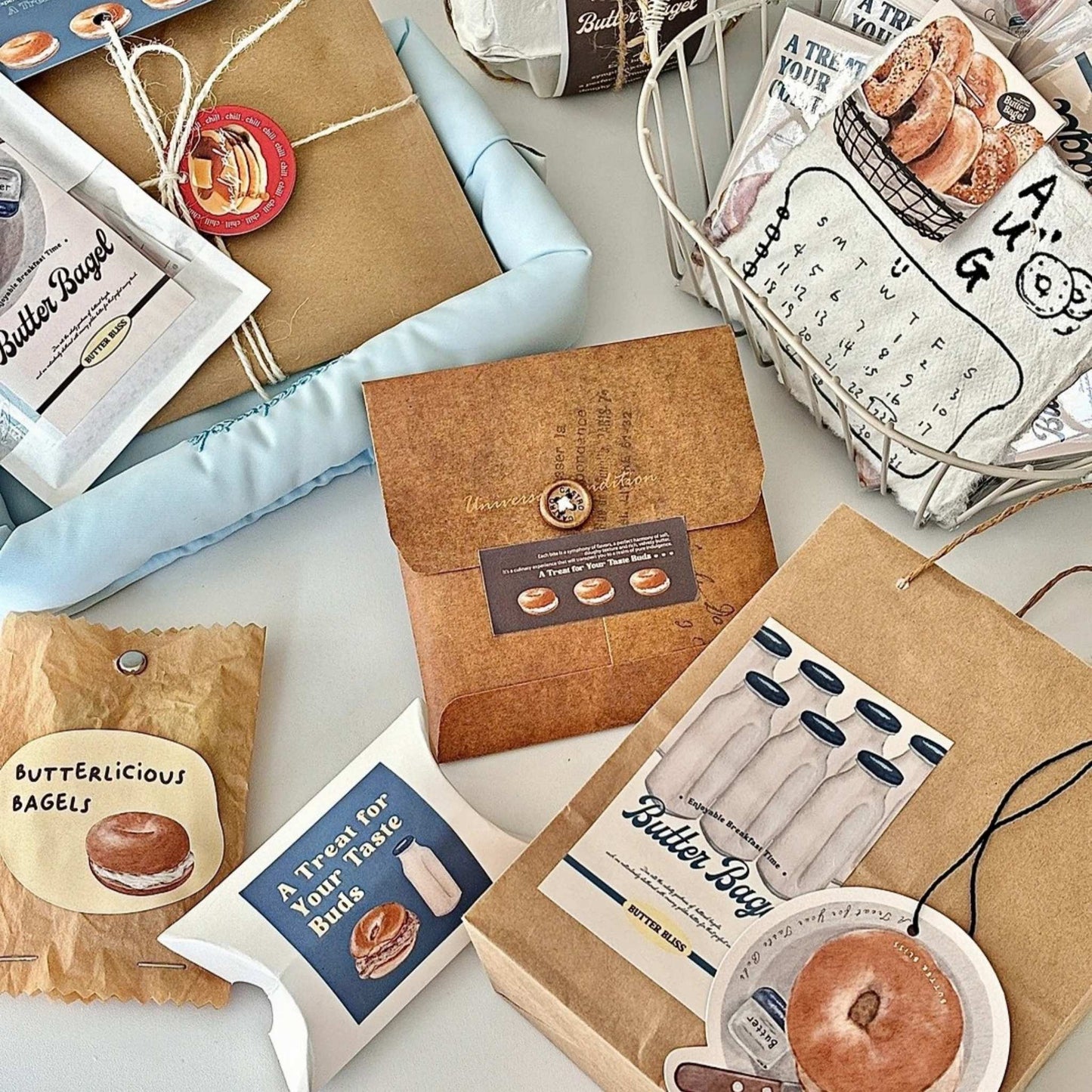 Bagel 21pcs Baking Gourmet Aesthetic Die-Cut Stickers Set Ephemera Pack - 21 PCS