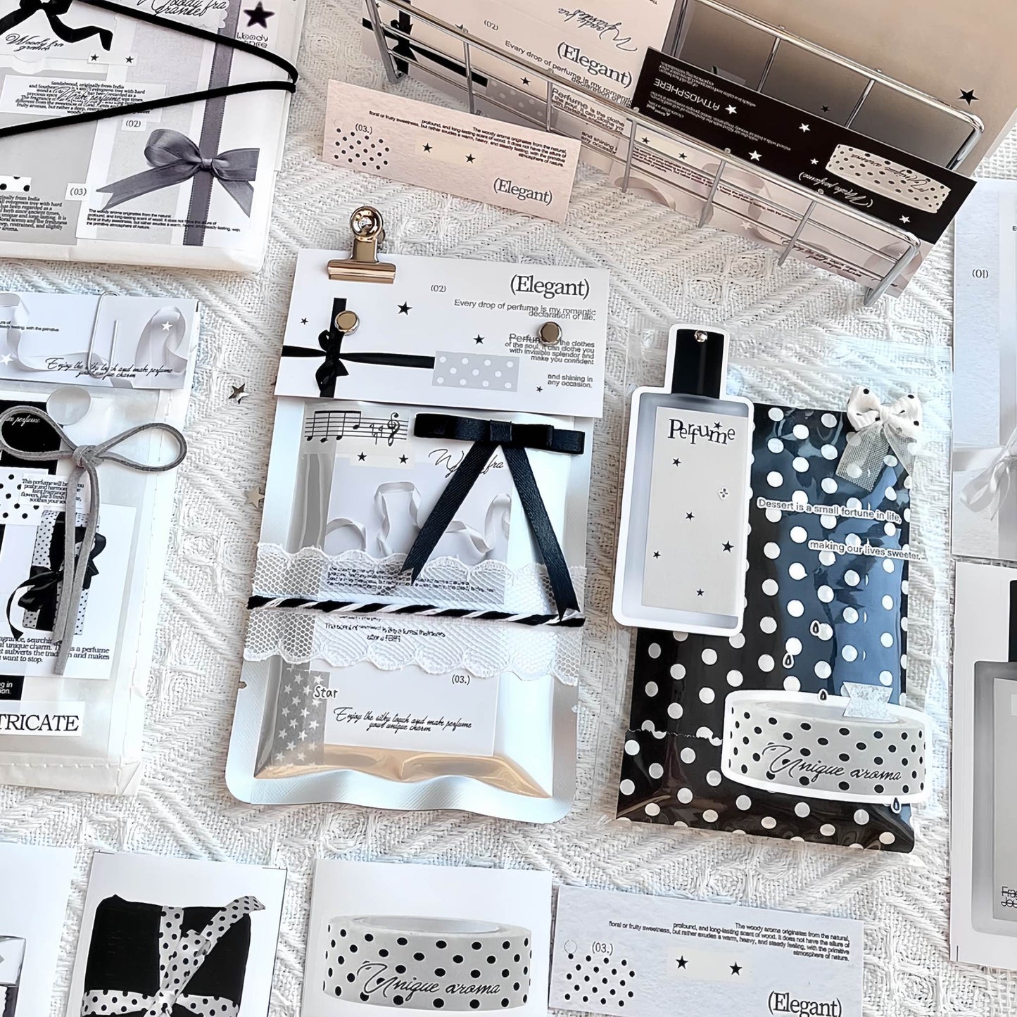 Fragrance  Black & White Tones Aesthetic Header Cards - 5 PCS