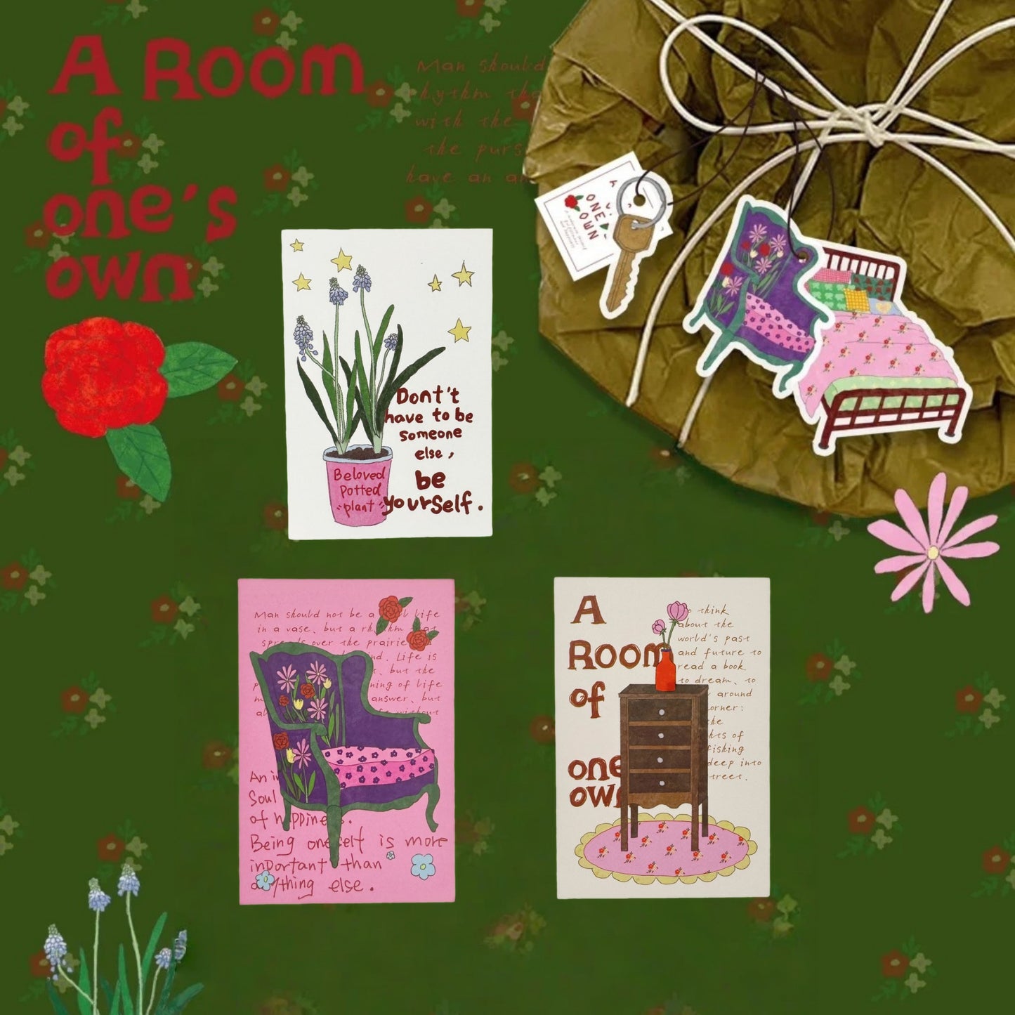 A Room of One's Own Illustrated Aesthetic Matte Seal Stickers Series - 5 PCS