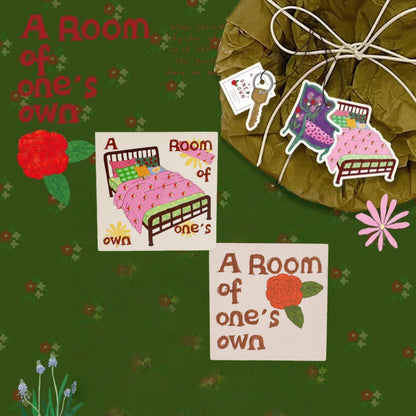 A Room of One's Own Illustrated Aesthetic Matte Seal Stickers Series (Square) - 5 PCS