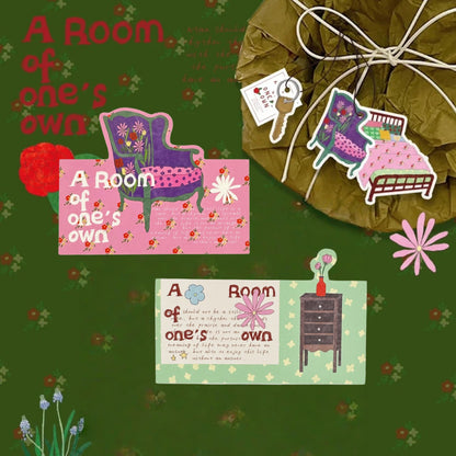 A Room of One's Own Illustrated Aesthetic Die-Cut Header Cards - 5 PCS