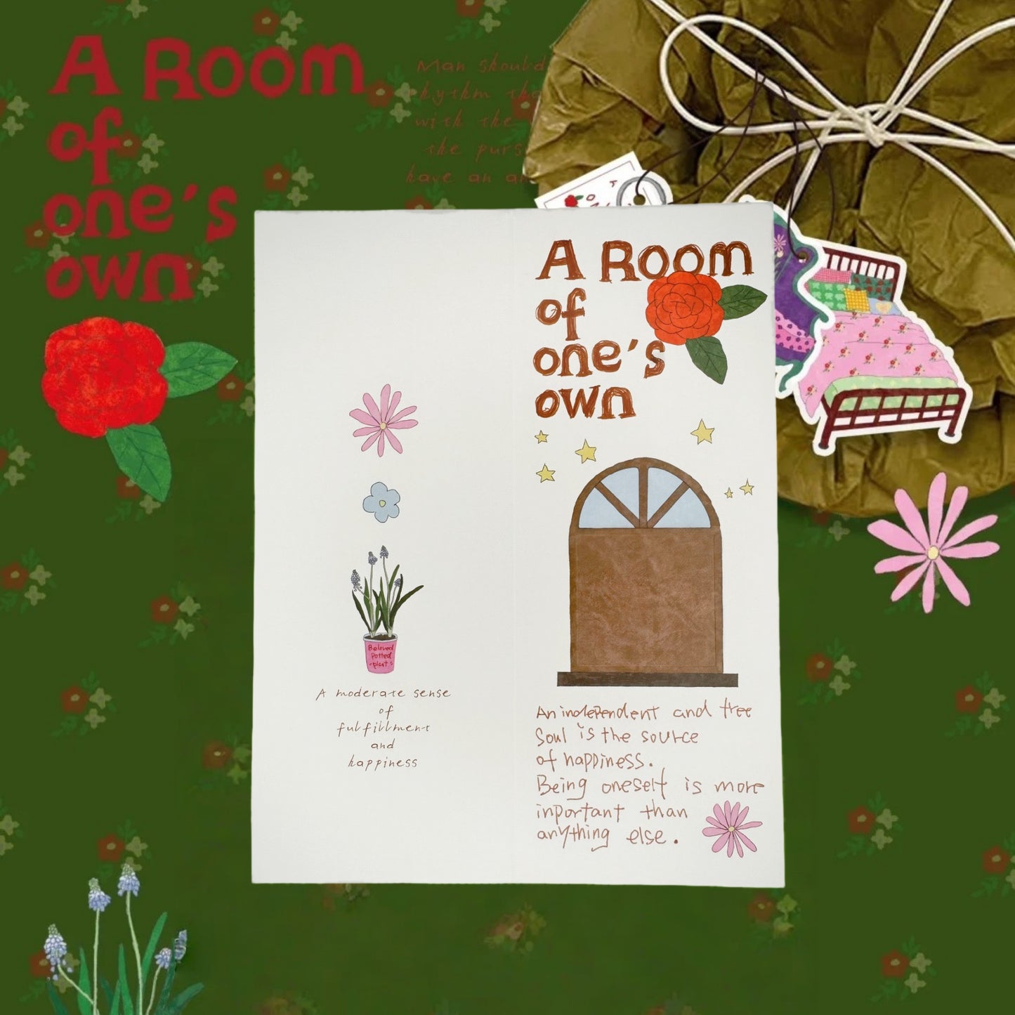 A Room of One's Own Illustrated Aesthetic Multi-Functional Hollow Die-Cut Folio Foldable Art Print - 5 PCS